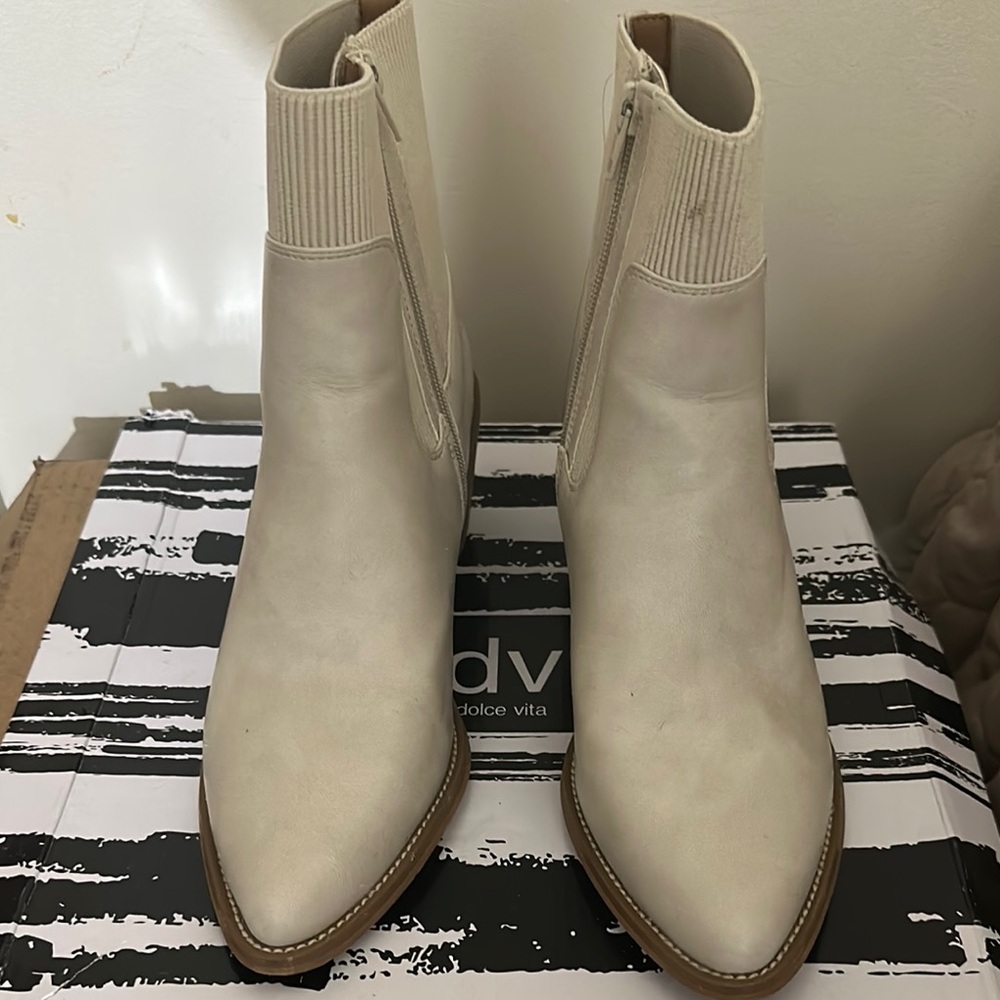Dolce Vita Cream Ankle Booties with Western Flair